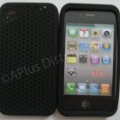 New Black Breathable Mesh Design Silicone Cover For iPhone 4 - (0174)