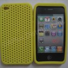 New Yellow Breathable Mesh Design Silicone Cover For iPhone 4 - (0171)