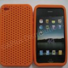 New Orange Breathable Mesh Design Silicone Cover For iPhone 4 - (0167)