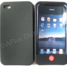 New Black Solid Color W/Candy Button Design Silicone Cover For iPhone 4 - (0157)