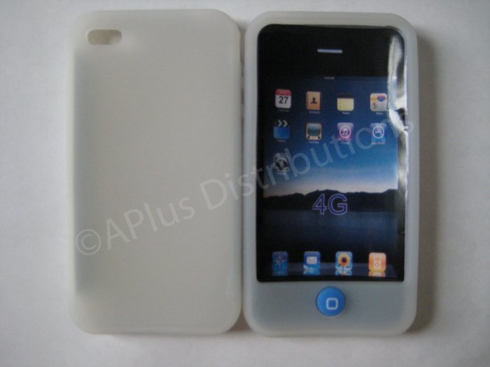New Clear Solid Color W/Candy Button Design Silicone Cover For iPhone 4 - (0152)