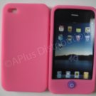 New Pink Solid Color W/Candy Button Design Silicone Cover For iPhone 4 - (0153)