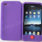 New Purple Solid Color W/Candy Button Design Silicone Cover For iPhone 4 - (0151)