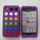 New Purple Colorful Beans Dots Design Silicone Cover For iPhone 4 - (0144)