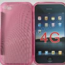 New Pink Transparent Roundlets Design TPU Cover For iPhone 4 - (0081)