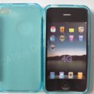 New Light Blue Transparent Solid Color Design TPU Cover For iPhone 4 - (0067)