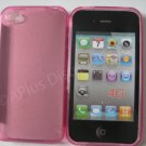 New Pink Transparent Solid Color Design TPU Cover For iPhone 4 - (0064)