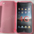 New Hotpink Transparent Solid Color Design TPU Cover For iPhone 4 - (0070)