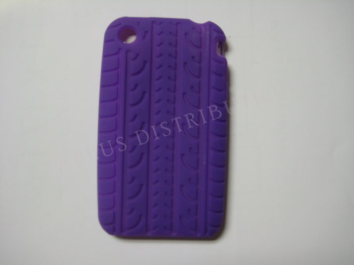 New Purple Tire Print Pattern Silicone Cover For iPhone 3G 3GS - (0007)