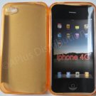 New Orange Transparent Solid Color Design TPU Cover For iPhone 4 - (0065)