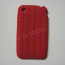 New Red Tire Print Pattern Silicone Cover For iPhone 3G 3GS - (0010)