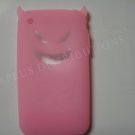 New Light Pink Devil Design Silicone Cover For iPhone 3G 3GS - (0022)