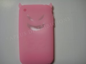 New Light Pink Devil Design Silicone Cover For iPhone 3G 3GS - (0022)