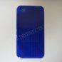 New Royal Blue Wood Design TPU Cover For iPhone 4 - (0063)