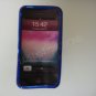 New Royal Blue Wood Design TPU Cover For iPhone 4 - (0063)