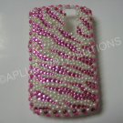 New Hot Pink Zebra Design (Pearl) Bling Diamond Case For Blackberry 8300 - (0110)