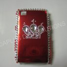 New Red Crown On Squares Bling Diamond Case For Blackberry 8520 - (0053)