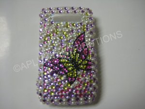 New Pink Open Butterfly W/Pearls Bling Diamond Case For Blackberry 8900 - (0055)