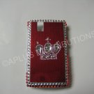 New Red Crown On Squares Bling Diamond Case For Blackberry 9630 - (0053)