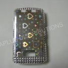 New Silver Metallic Hearts Bling Diamond Case For Blackberry 9500 - (0077)