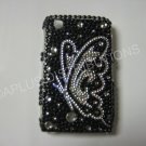 New Black Butterfly Series Sideview Bling Diamond Case For Blackberry 8520 - (0024)