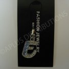 NEW Crystal Cell Phone Charm-  Big Letter Light Blue “E” Cursive