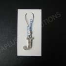 NEW Crystal Cell Phone Charm-  Big Letter “J” Regular