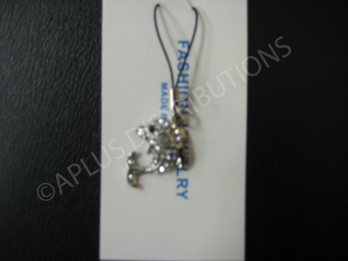 NEW Crystal Cell Phone Charm- Dolphine Clear Multi-Diamonds