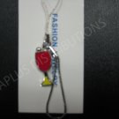 NEW Crystal Cell Phone Charm-Wine Glass