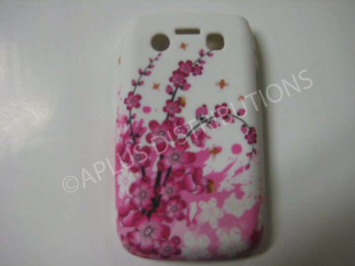New Pink Cherry Blossom Small TPU Cover For Blackberry 9700 - (0037)