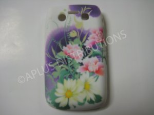 New Purple Flower Design TPU Cover For Blackberry 9700 - (0033)