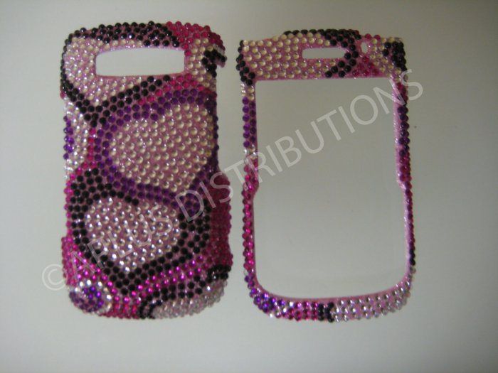 New Pink Double Hearts Bling Diamond Case For Blackberry 9700 - (0115)