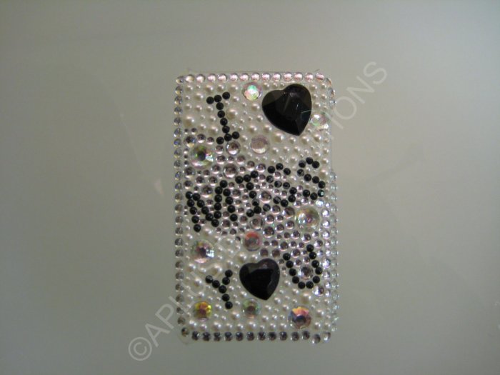 NEW FASHIONABLE BLING I MISS YOU W/DIAMONDS FOR IPOD TOUCH 2ND 3RD GENERATION-Black/White