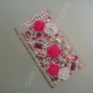 NEW FASHIONABLE BLING 3D FLOWERS WITH DIAMOND FOR IPOD TOUCH 4TH GENERATION-HOTPINK/PINK