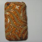 New Bronze Glittery Swirlz Design Hard Protective Cover For iPhone 3G 3GS - (0032)