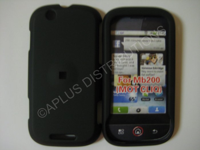 New Black Rubberized Hard Protective Cover For Motorola Cliq MB200 - (0051)
