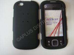 New Black Rubberized Hard Protective Cover For Motorola Cliq XT MB501 - (0051)