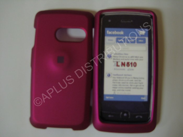 New Hot Pink Rubberized Hard Protective Cover For LG Rumor Touch LN510 - (0055)
