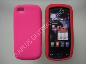 New Hot Pink Solid Color Silicone Skin Case For LG Sentio Gs505 - (0009)