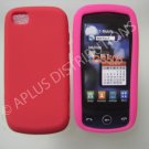 New Red Solid Color Silicone Skin Case For LG Sentio Gs505 - (0008)