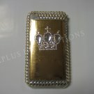 New Gold Crown On Squares Design Crystal Bling Diamond Case For iPhone 3G 3Gs - (0112)