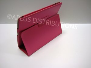 New Folio Leather Case W/MAGNETIC CLASP For Apple iPad - Hot Pink (0007)