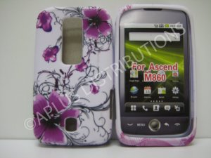 New Purple Hibiscus Swirls Design TPU Cover For Huawei Ascend M860 - (0021)