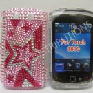 New Pink Multi-Stars Bling Diamond Case For Blackberry 9800 - (0136)