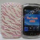 New Pink Zebra Design (Pearl) Bling Diamond Case For Blackberry 9800 - (0131)