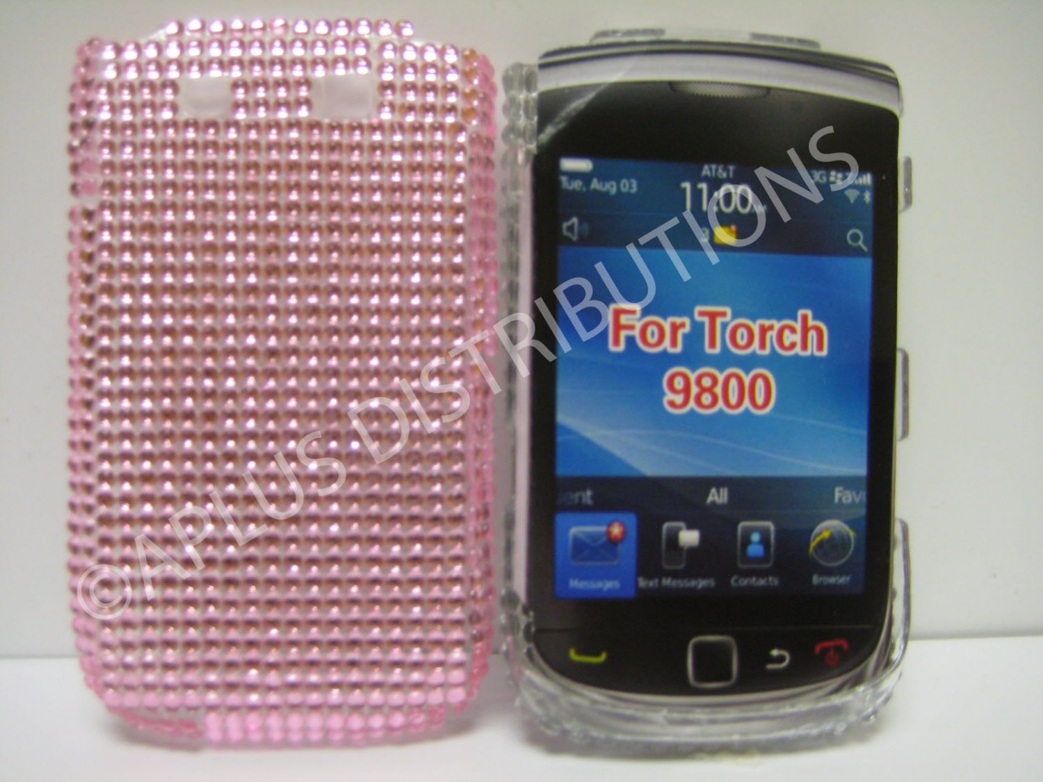 New Pink Solid Crystal Bling Diamond Case For Blackberry 9800 - (0100)