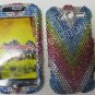 New Multi-Color Rainbow Strips Bling Diamond Case For HTC My Touch 4G - (0027)