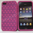 New Pink Honey Comb Pattern Silicone Cover For iPhone 4 - (0103)
