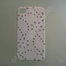New White Flower Vine Glitter Pattern Hard Protective Cover For iPhone 4 - (0044)