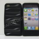 New Black Laser Cut Strips Design Silicone Cover For iPhone 4 - (0108)